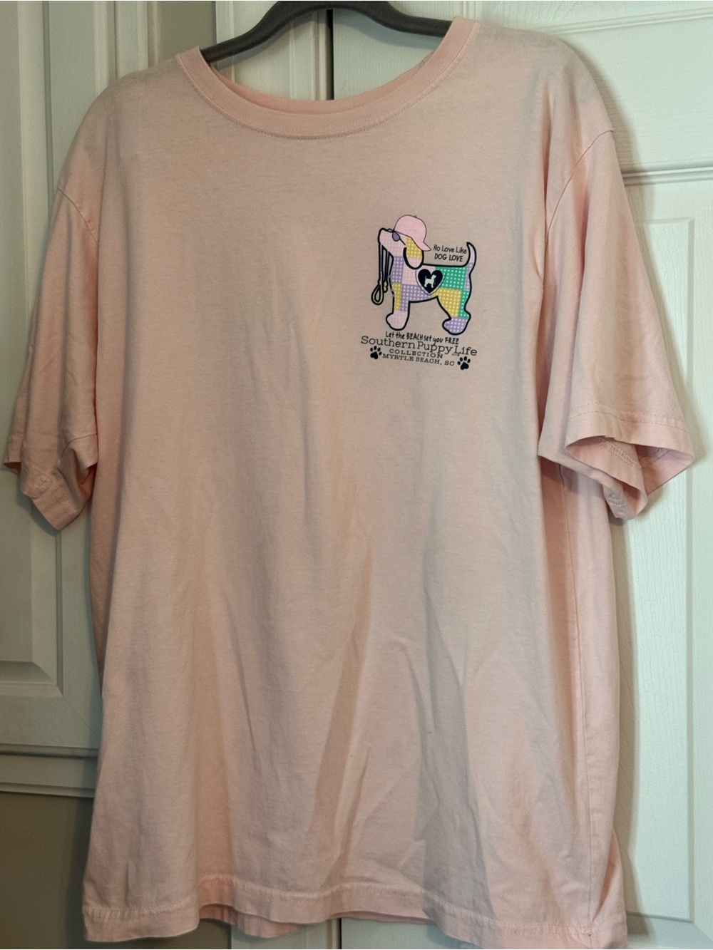 Southern Puppy Life Pink Dog Graphic T-Shirt Myrtle Beach SC Size L